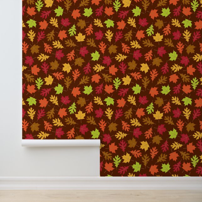 Autumn Leaves Fall Color Cartoon Pattern Wallpaper (Application)