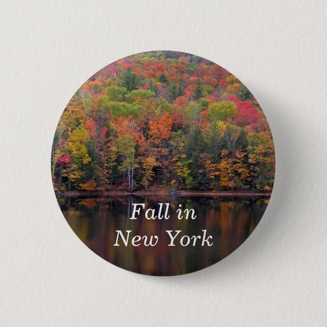 Autumn Leaves Fall Colour Scene Pin Button (Front)