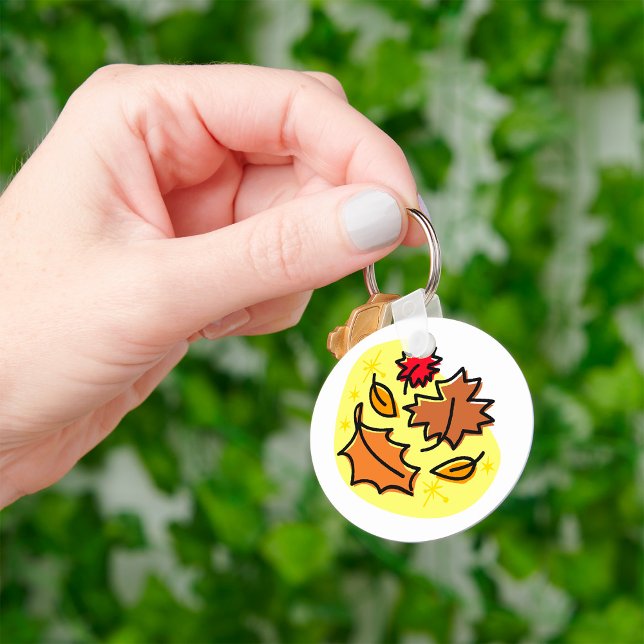 Autumn Leaves Fall Colourful Seasonal Leaf Art  Keychain (Creator Uploaded)