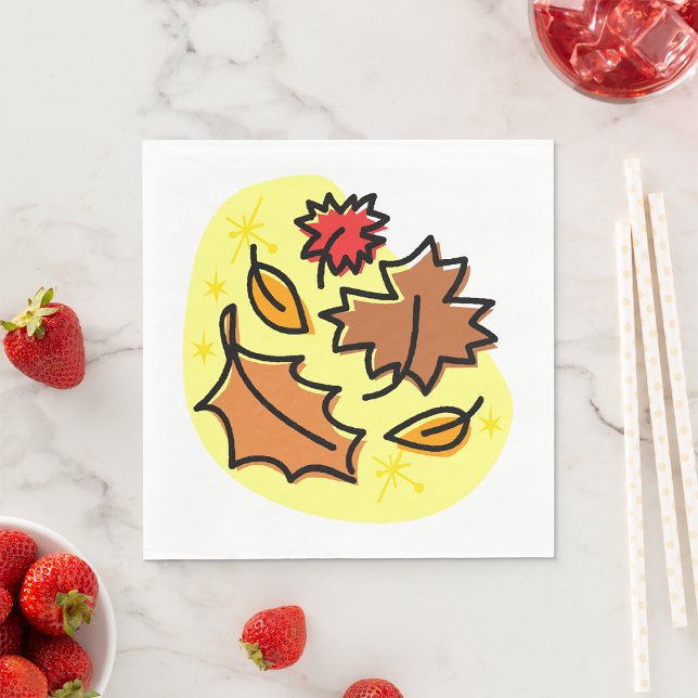 Autumn Leaves Fall Colourful Seasonal Leaf Art  Napkin (Creator Uploaded)