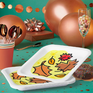 Autumn Leaves Fall Colourful Seasonal Leaf Art  Paper Plate