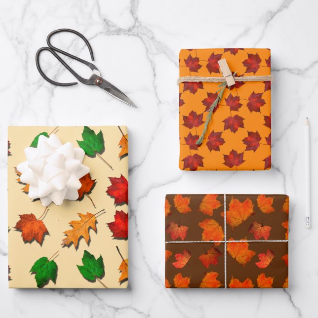 Autumn Leaves Fall Colours  Wrapping Paper Sheet (Front)