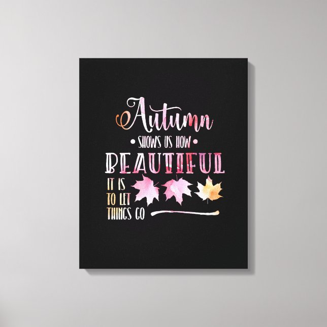 Autumn leaves, fall - Goodbye, poem. Calligraphy Canvas Print (Front)