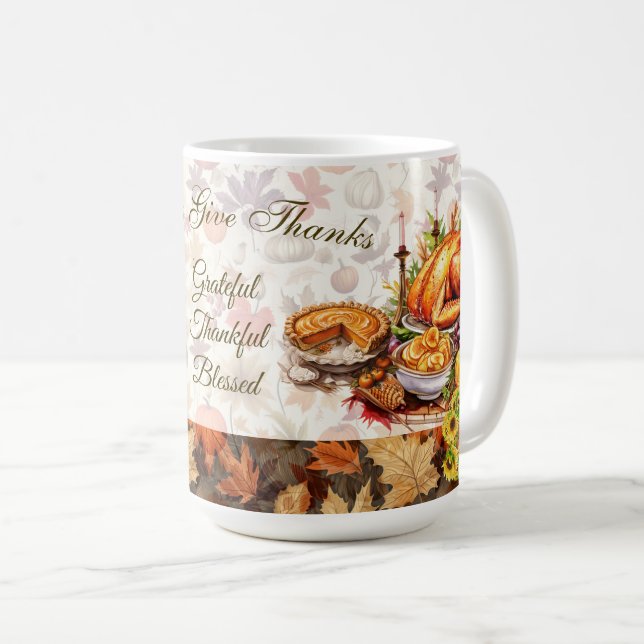 Autumn Leaves Fall Harvest Thanksgiving Mug (Front Right)