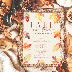 Autumn leaves Fall in Love Baby gender neutral Invitation