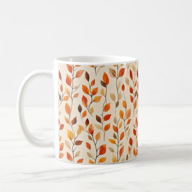 Autumn Leaves Fall Pattern Coffee Mug (Left)