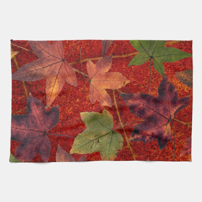 Autumn Leaves Fall Season Tree Leaf Colourful Kitchen Towel (Horizontal)