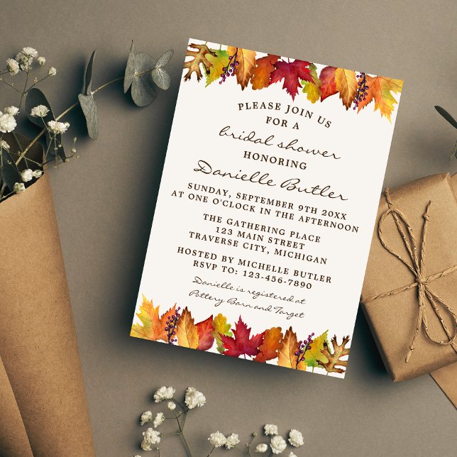 Autumn Leaves Fall Wedding Bridal Shower Invitation (Creator Uploaded)