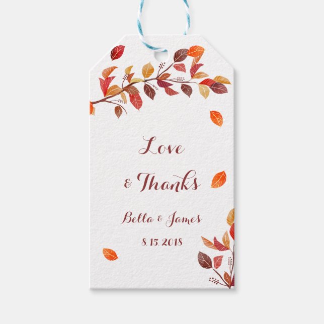 Autumn Leaves Fall Wedding Gift Tags (Front)