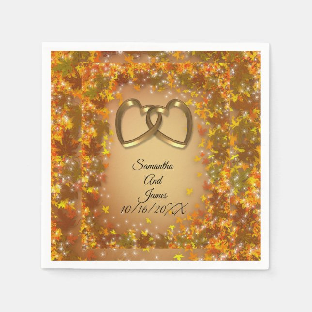 Autumn leaves Fall wedding Invitation Napkin (Front)