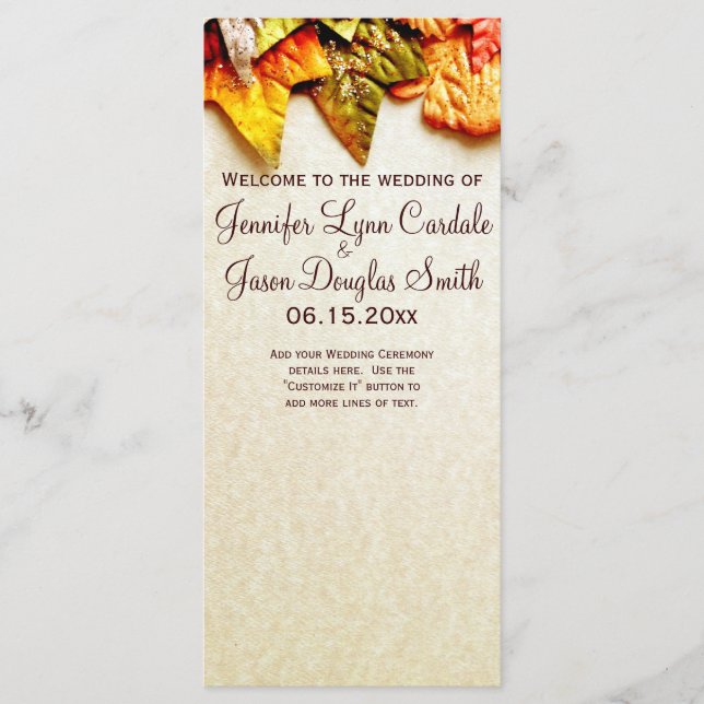 Autumn Leaves Fall Wedding Programs (Front)