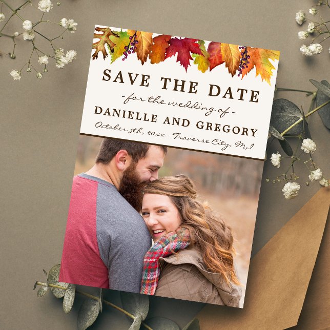 Autumn Leaves Fall Wedding Save The Date (Creator Uploaded)