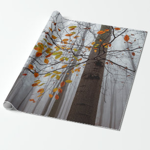 Autumn leaves fallen forest leaf wrapping paper