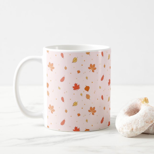 autumn leaves falling  coffee mug (With Donut)