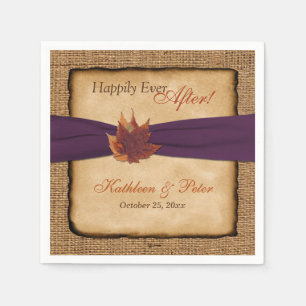 Autumn Leaves, FAUX Burlap Wedding Napkins 4