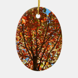 Autumn Leaves Fireworks Ceramic Ornament