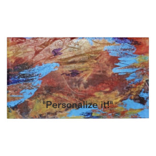 Autumn leaves floating on a pond of water name tag