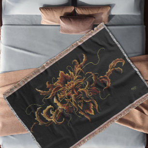 Autumn Leaves Forest Dryad Spirit Green Man Throw Blanket