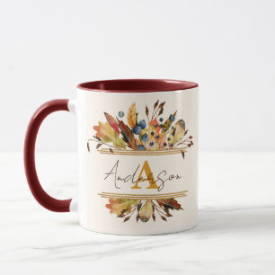 Autumn leaves frame personalized mug