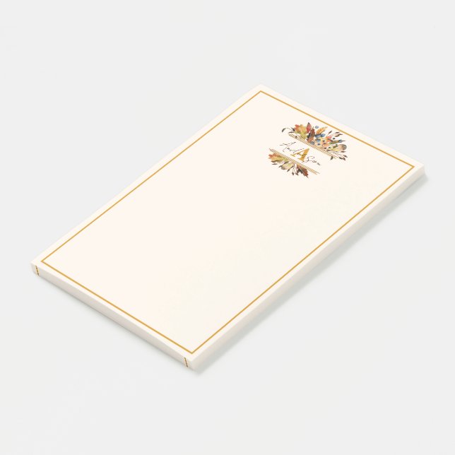Autumn leaves frame personalized  post-it notes (Angled)