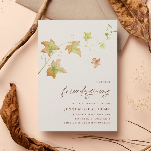Autumn Leaves Friendsgiving Dinner Invitation (Creator Uploaded)