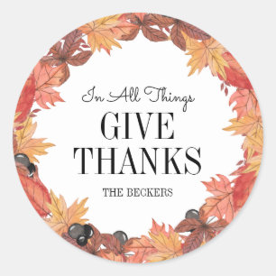 Autumn Leaves Give Thanks Thanksgiving Sticker