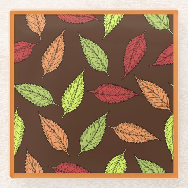 AUTUMN LEAVES GLASS COASTER (Front)