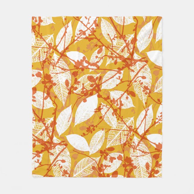 Autumn Leaves: Golden Vintage Repeat Fleece Blanket (Front)