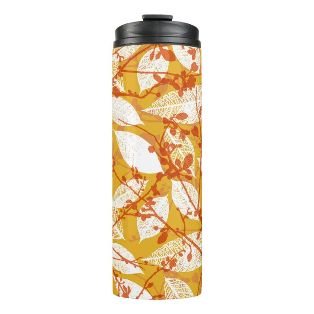 Autumn Leaves: Golden Vintage Repeat Thermal Tumbler (Front)