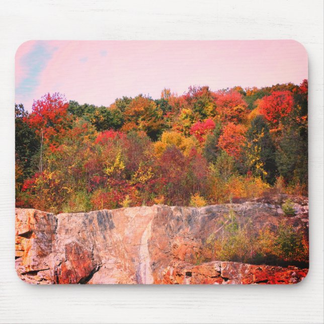 Autumn Leaves Granite Cliff Nature  Mouse Pad (Front)