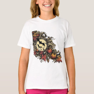 Autumn leaves. Halloween pattern. T-Shirt