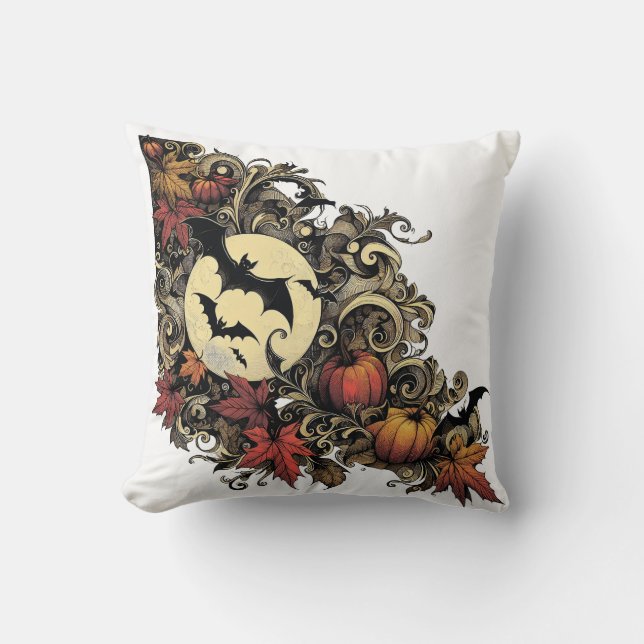Autumn leaves. Halloween pattern. Throw Pillow (Front)
