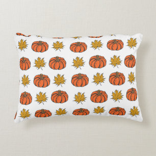 Autumn Leaves: Hand-Drawn Pumpkin Pattern Accent Pillow