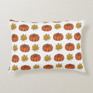 Autumn Leaves: Hand-Drawn Pumpkin Pattern Accent Pillow