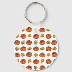 Autumn Leaves: Hand-Drawn Pumpkin Pattern Keychain