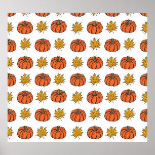 Autumn Leaves: Hand-Drawn Pumpkin Pattern Poster