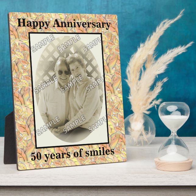 Autumn Leaves Happy 50th Anniversary Add Photo Plaque (Side)