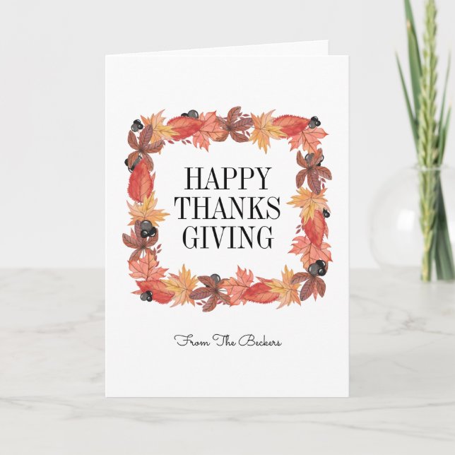 Autumn Leaves Happy Thanksgiving Card (Front)