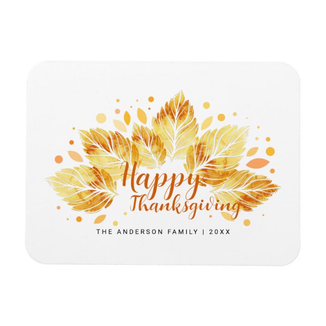 Autumn Leaves Happy Thanksgiving Holiday Gift Magnet (Horizontal)