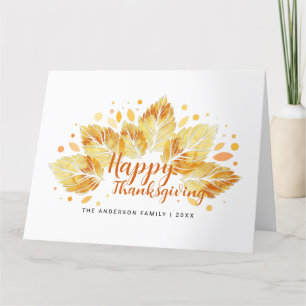 Autumn Leaves Happy Thanksgiving Holiday Gift Thank You Card