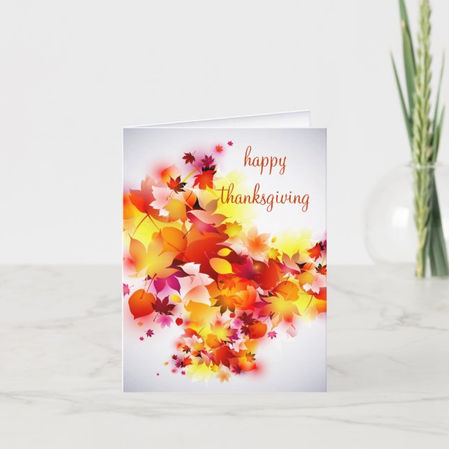 Autumn Leaves Happy Thanksgiving Notecard (Front)