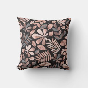 Autumn leaves illustration pattern throw pillow