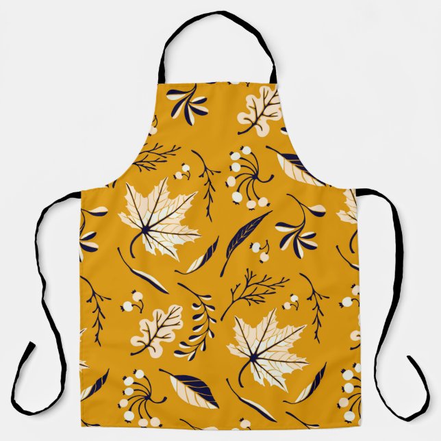 Autumn leaves in cartoon style seamless pattern apron (Front)