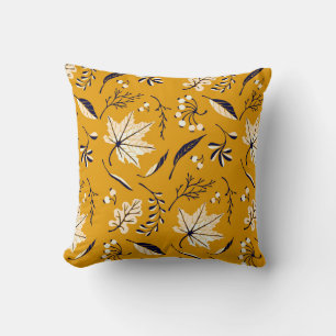 Autumn leaves in cartoon style seamless pattern throw pillow