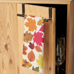 Autumn Leaves In Fall Colours  Kitchen Towel