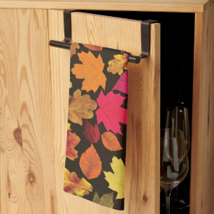 Autumn Leaves In Fall Colours  Kitchen Towel