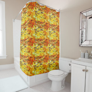 Autumn Leaves in Gold and Orange Shower Crutain