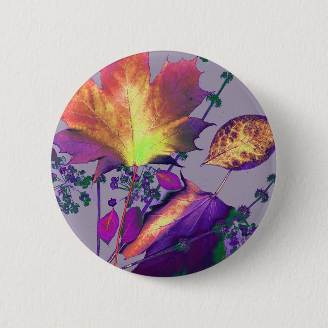 Autumn Leaves in Lilac 2 Inch Round Button (Front)