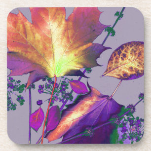 Autumn Leaves in Lilac Coaster