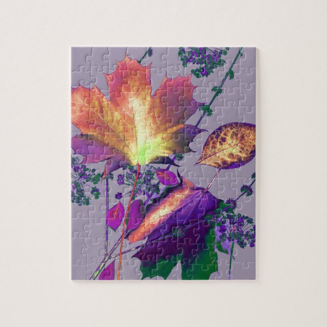 Autumn Leaves in Lilac Jigsaw Puzzle (Vertical)